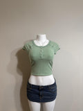 💚 American Eagle Ribbed Henley Baby Tee 💚