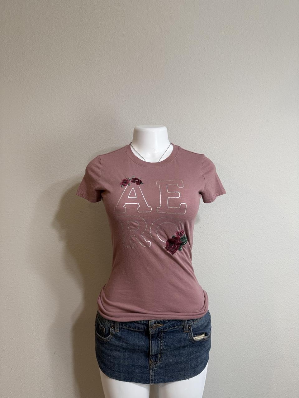 🌹 Y2K Aeropostale Floral Logo Baby Tee 🌹