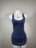 Vintage PINK Victoria's Secret Blue Ribbed Tank Top