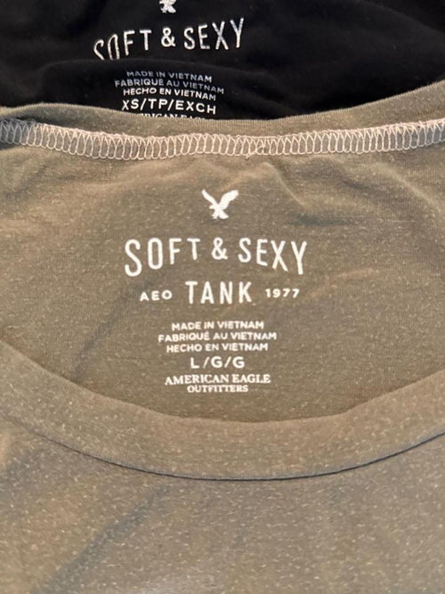 American Eagle Women's Green and Khaki Vests-tanks-cami