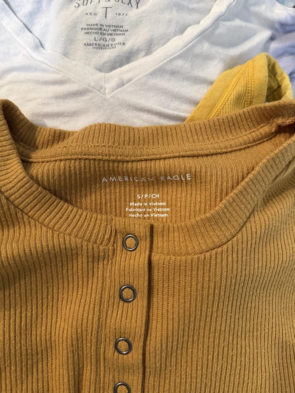 🤎 Y2K American Eagle Ribbed Henley Crop Top 🤎
