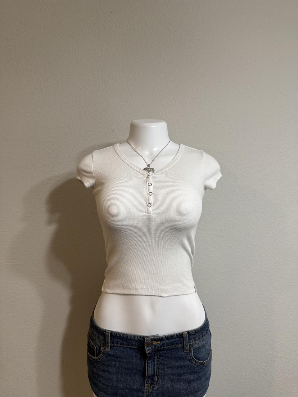 💗 Y2K Abercrombie Kids Ribbed Henley Baby Tee 💗