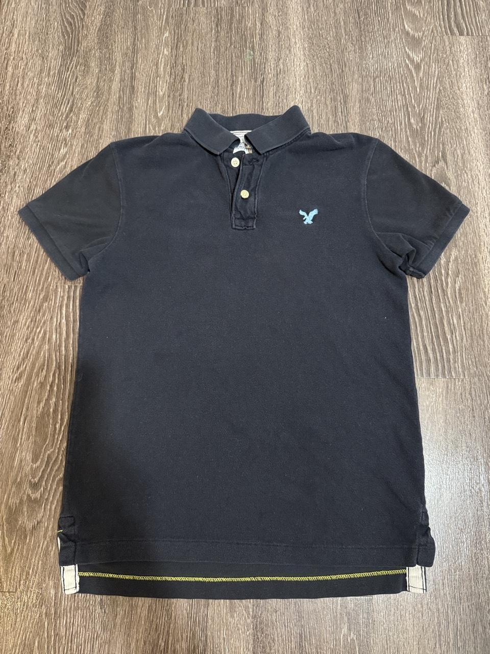 American Eagle Men's Black and Navy Polo-shirt