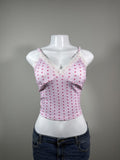 Y2K Pink Heart Lace Cami Crop Top