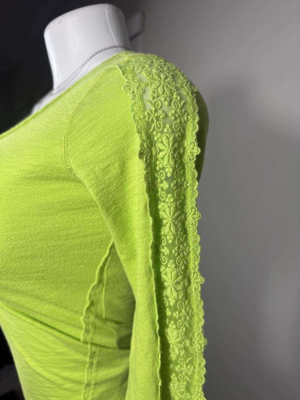 💚 Vintage Abercrombie & Fitch Neon Green Lace Sleeve Henley 💚