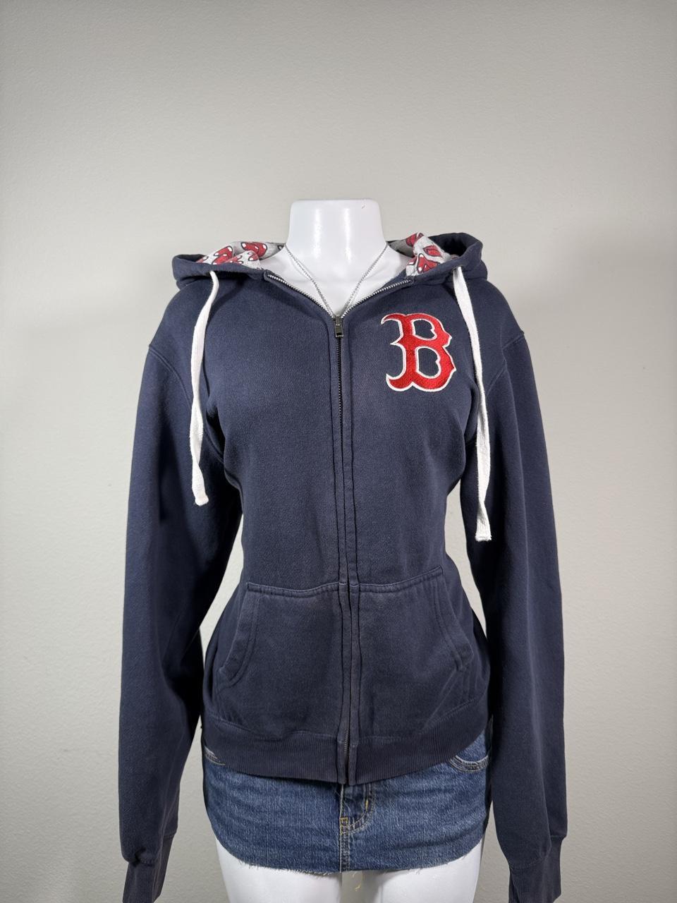 Boston Red Sox Full Zip Hoodie Embroidered Logo Hooded Sweatshirt