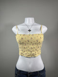 Fairycore Forever 21+ Yellow Floral Smocked Crop Cami