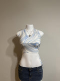 🩵 Hollister Blue Marble Side Tie Crop Top 🩵