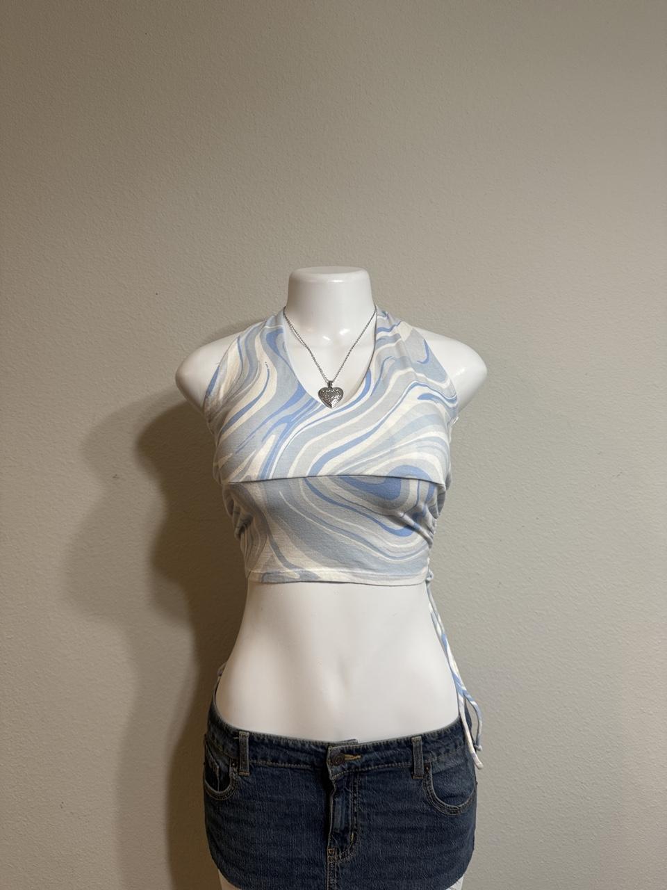 🩵 Hollister Blue Marble Side Tie Crop Top 🩵