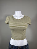 💚 Vintage American Eagle Olive Striped Baby Tee 💚