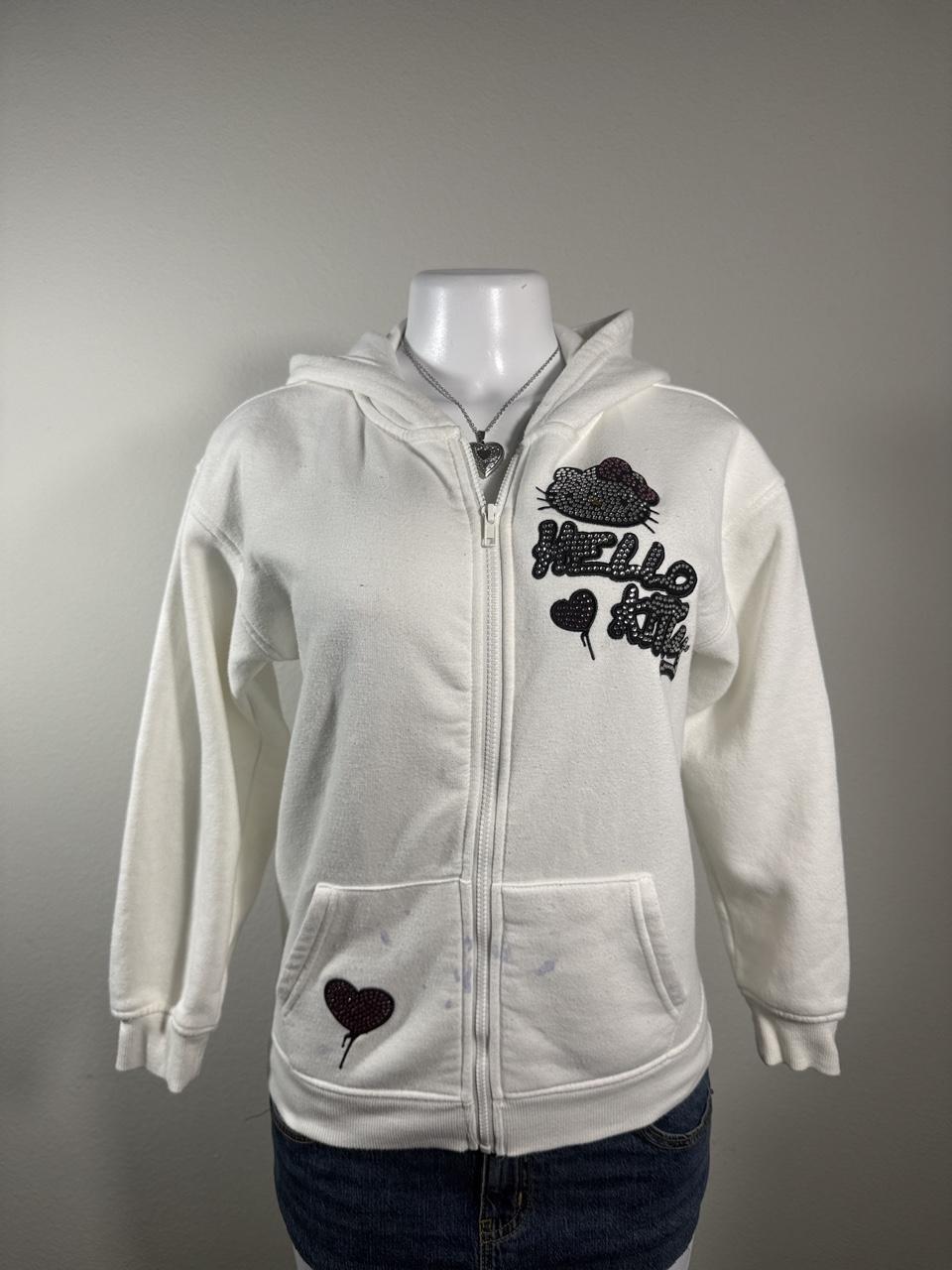 Y2K Hello Kitty x Forever 21 White Rhinestone Zip Hoodie