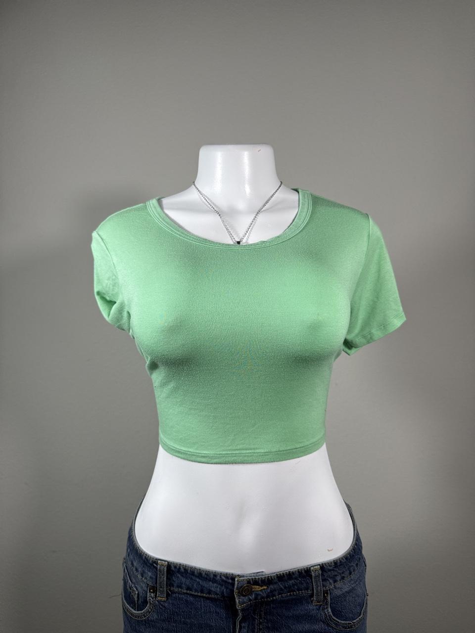 Y2K American Eagle Soft & Sexy Green Cropped Tee
