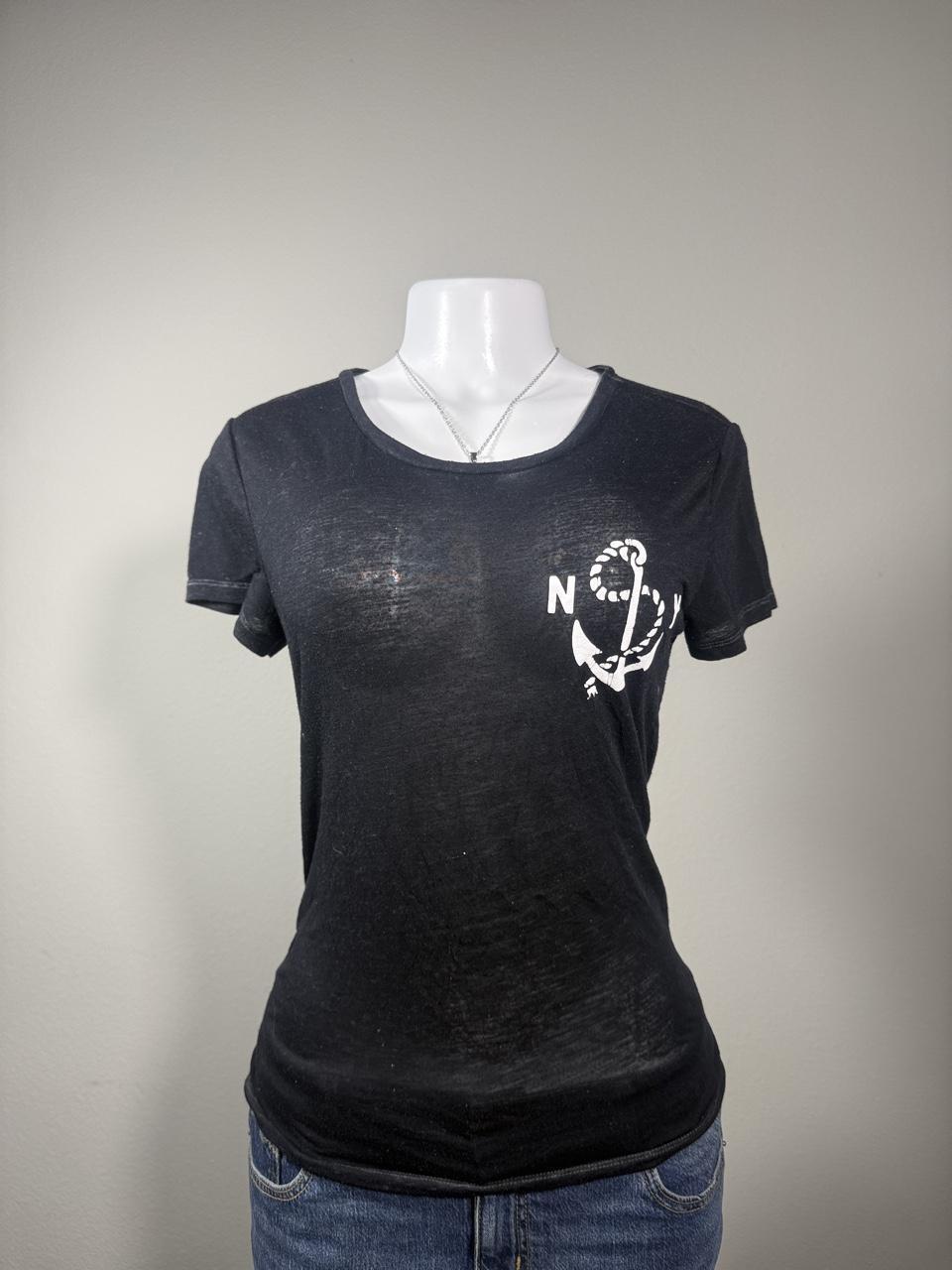 American Eagle Black Nautical Graphic Tee