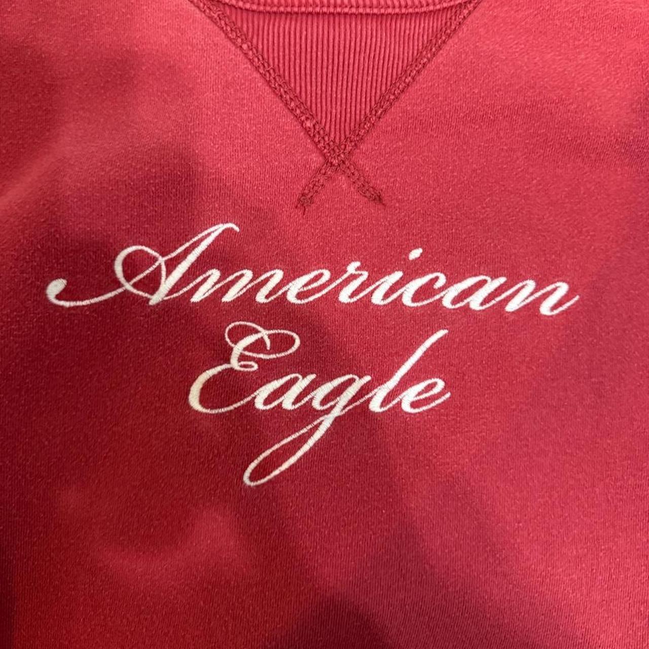 American Eagle Men's Red and Burgundy Hoody