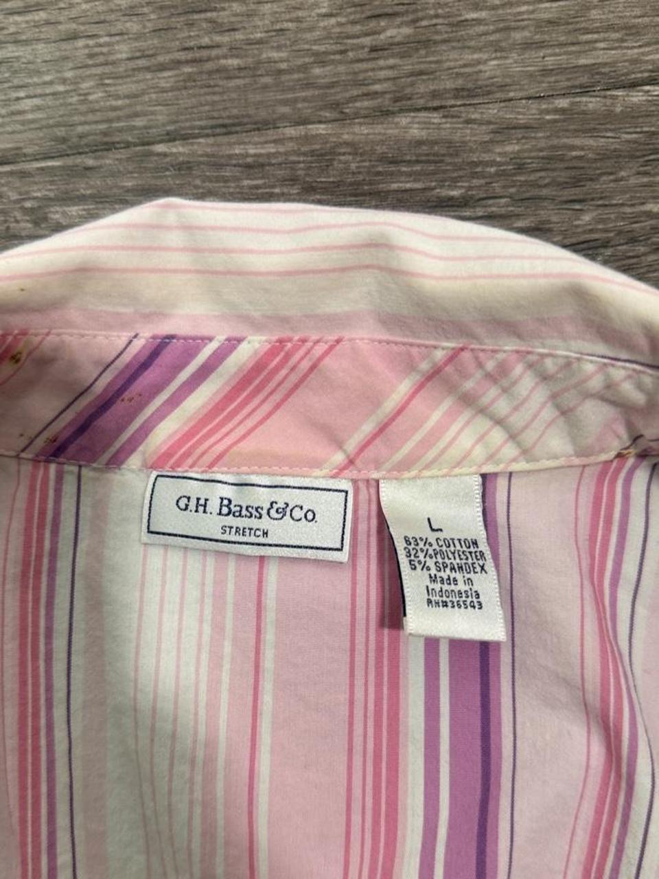 G.H. Bass & Co Pink Striped Surplice Blouse