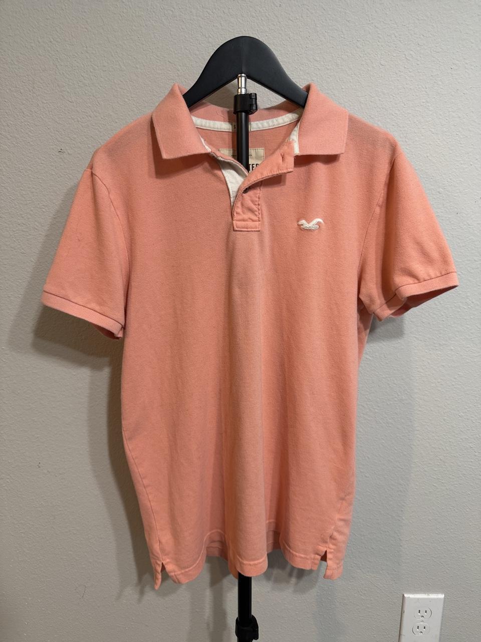 Hollister Co. Men's Pink and Orange Polo-shirt