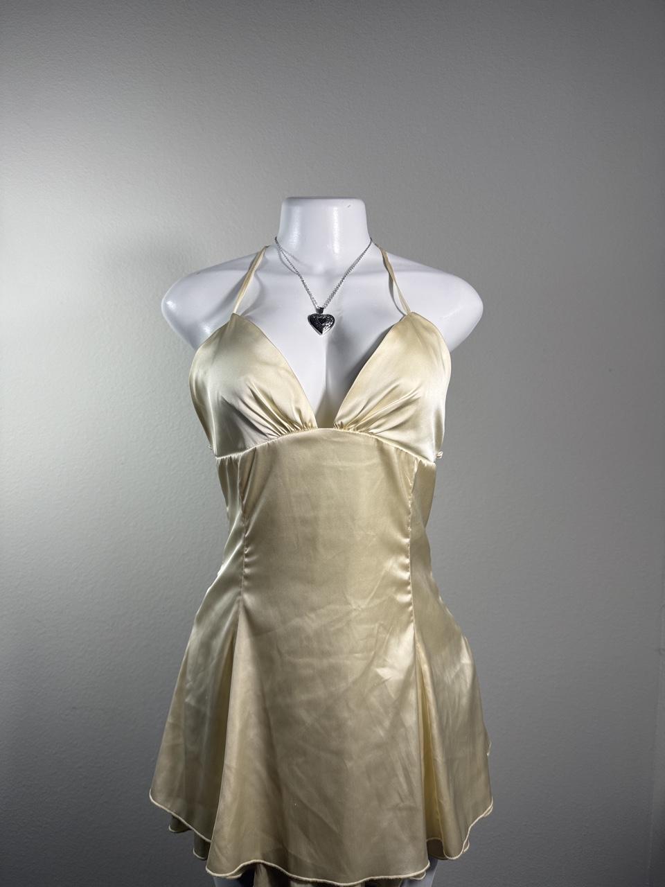 Forever 21 Champagne Satin Halter Mini Dress