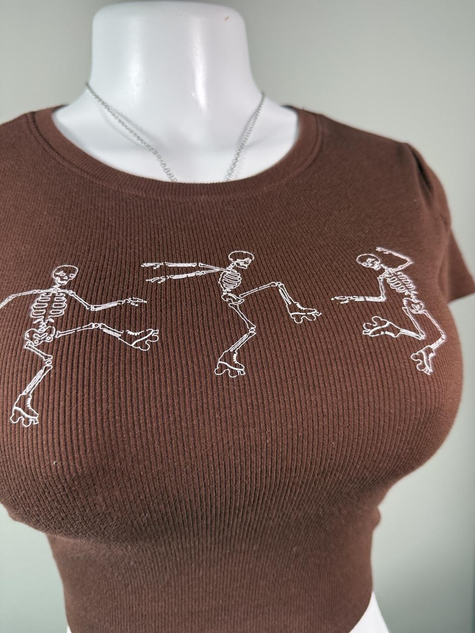 Aeropostale Seriously Soft Brown Skeleton Baby Tee