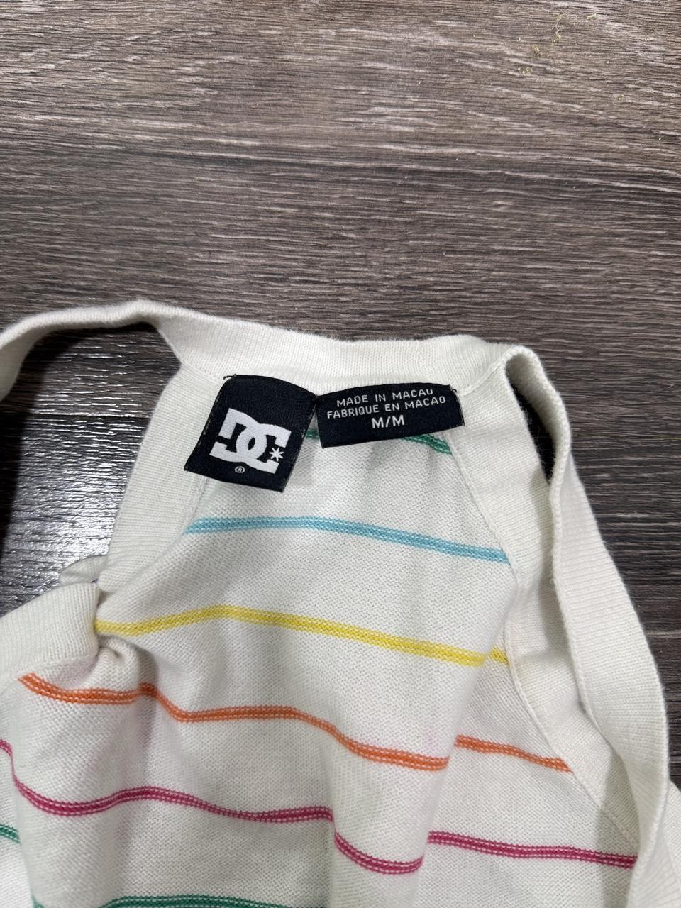 Rare Vintage DC Shoes Rainbow Stripe Knit Button Front Sweater Vest Top