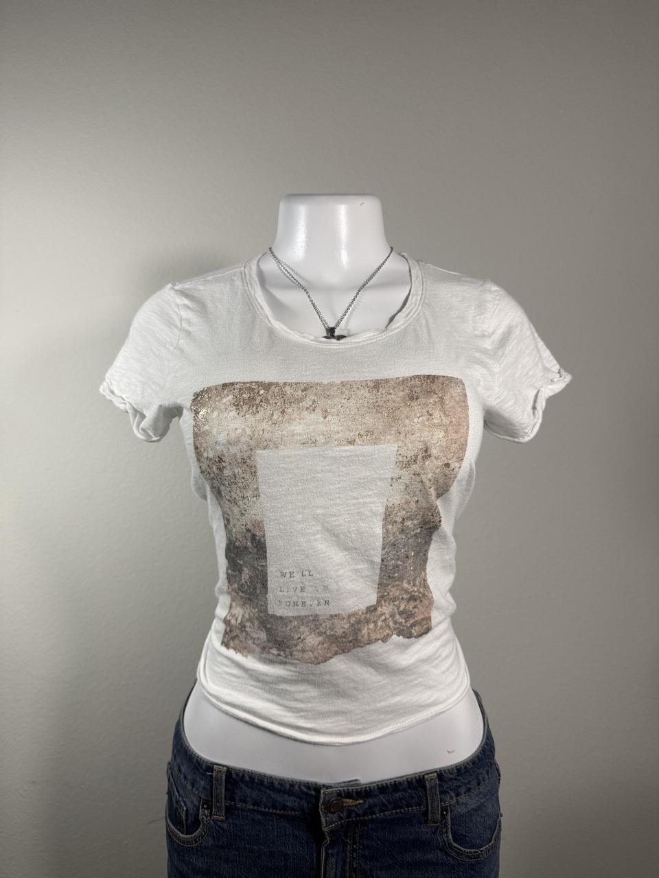 Vintage Y2K Hollister White Graphic Baby Tee