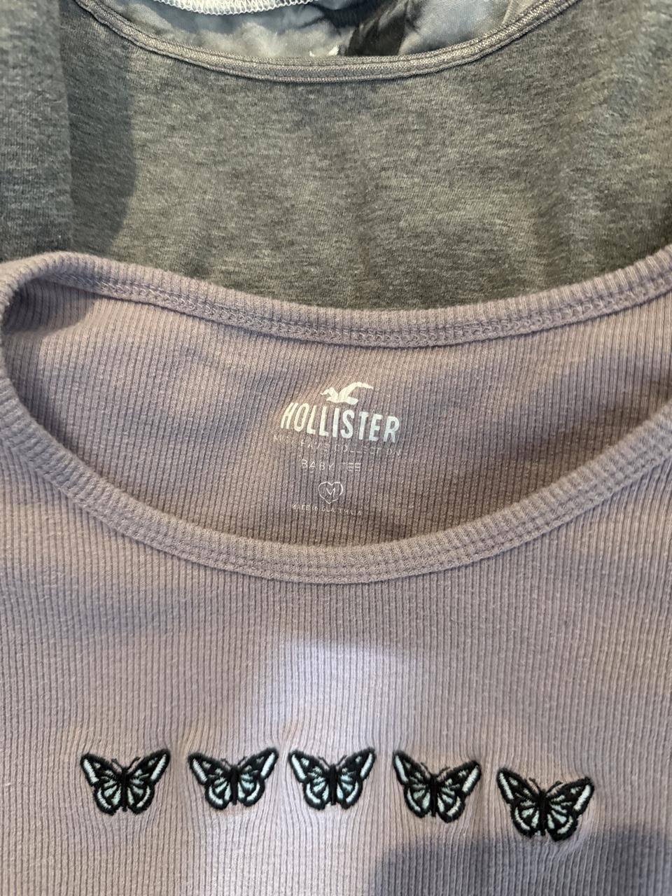 Hollister Co. Women's Grey and Purple Crop-top