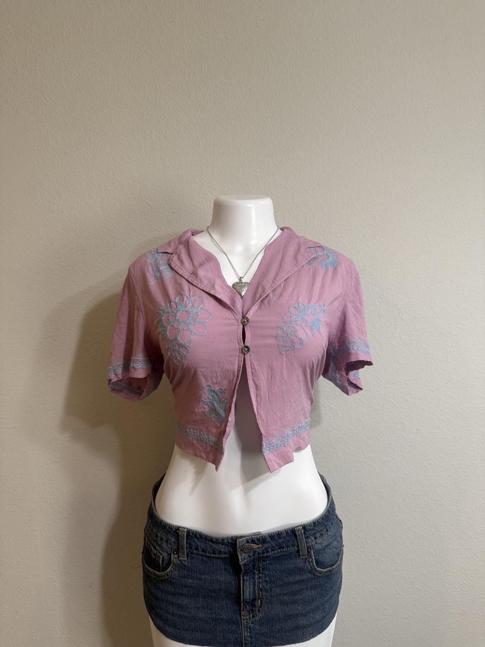 🩷 Y2K American Eagle Embroidered Cropped Button Up 🩷
