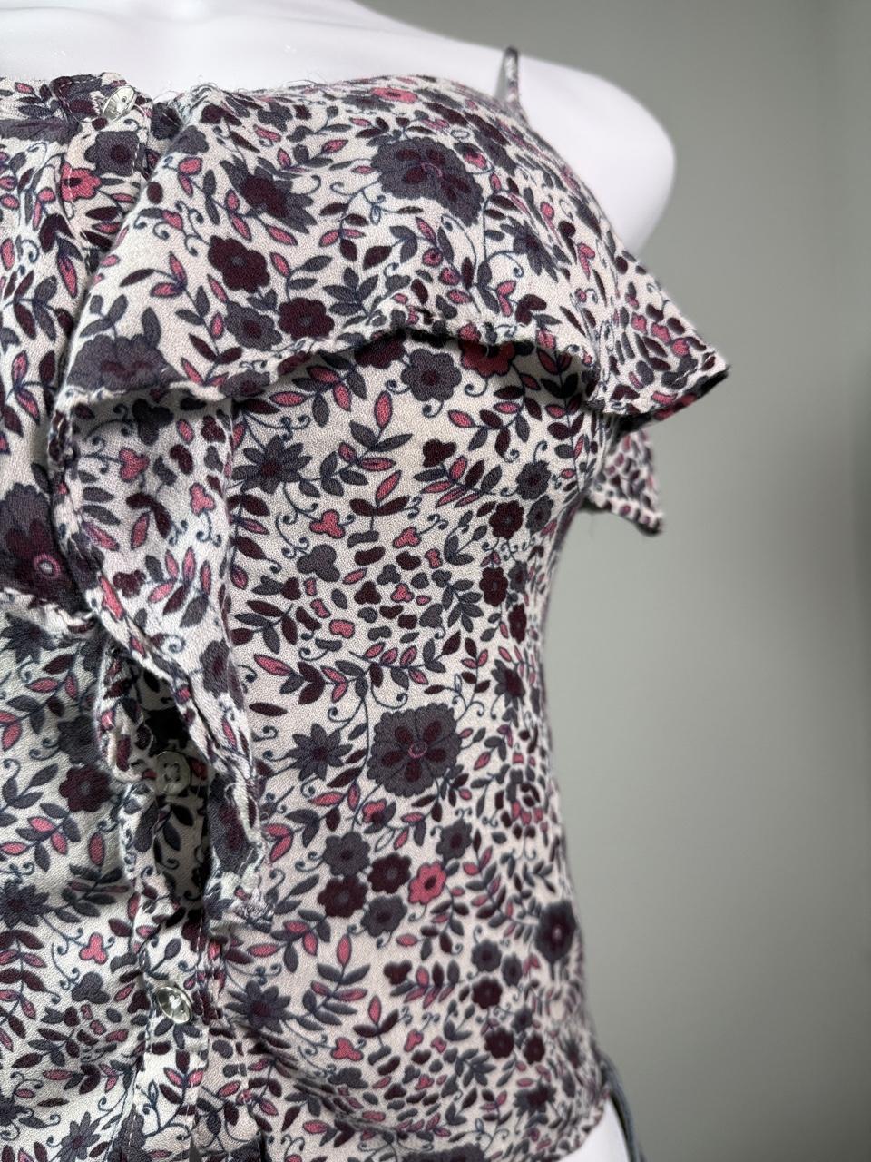 Vintage Y2K Coquette American Eagle Floral Cold Shoulder Top