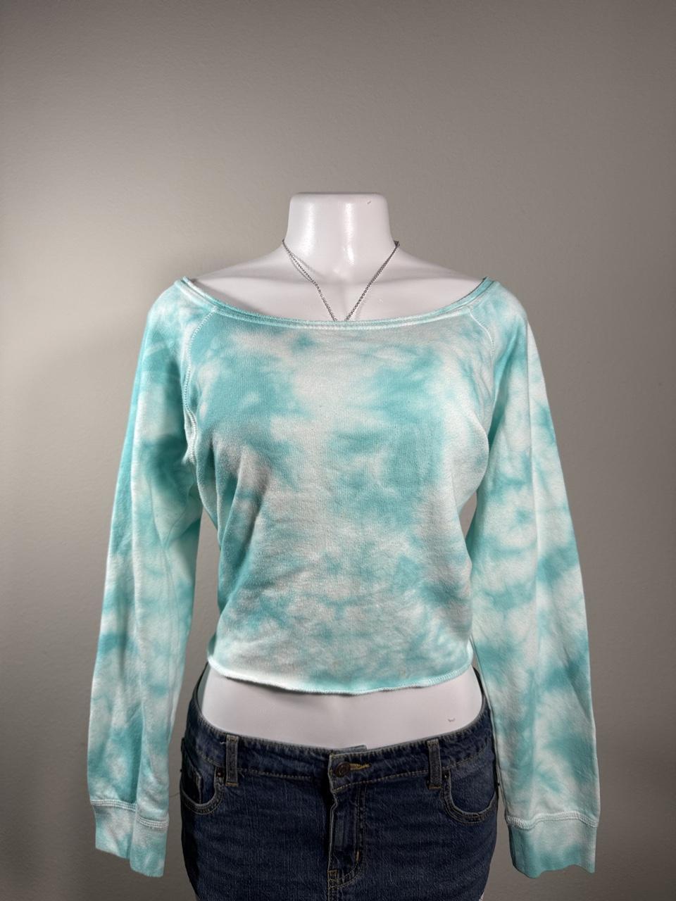 💚 Vintage Aeropostale Aqua Tie-Dye Off Shoulder Sweatshirt 💚