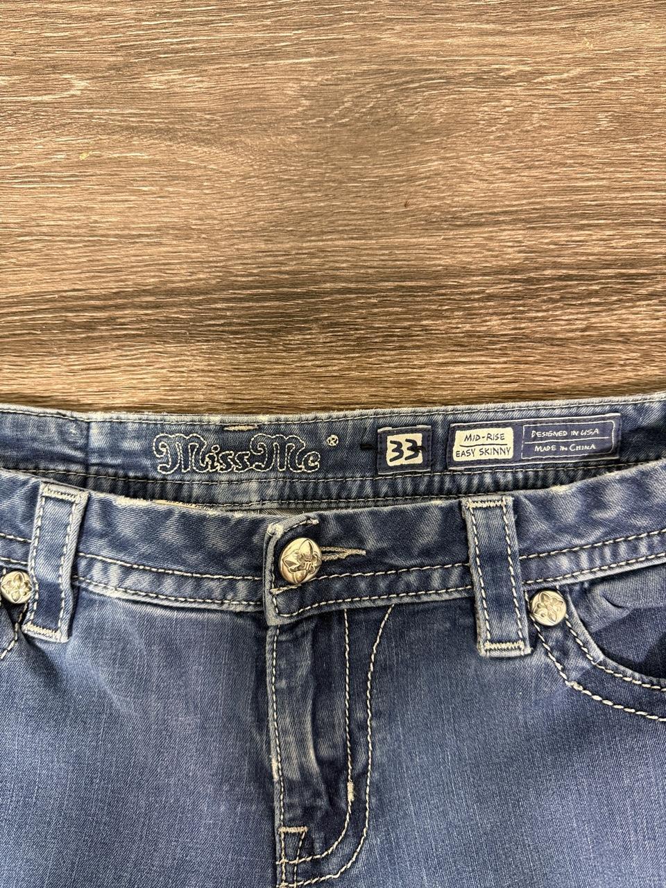 Miss Me Y2K Mid Rise Easy Skinny Embellished Pocket Jeans