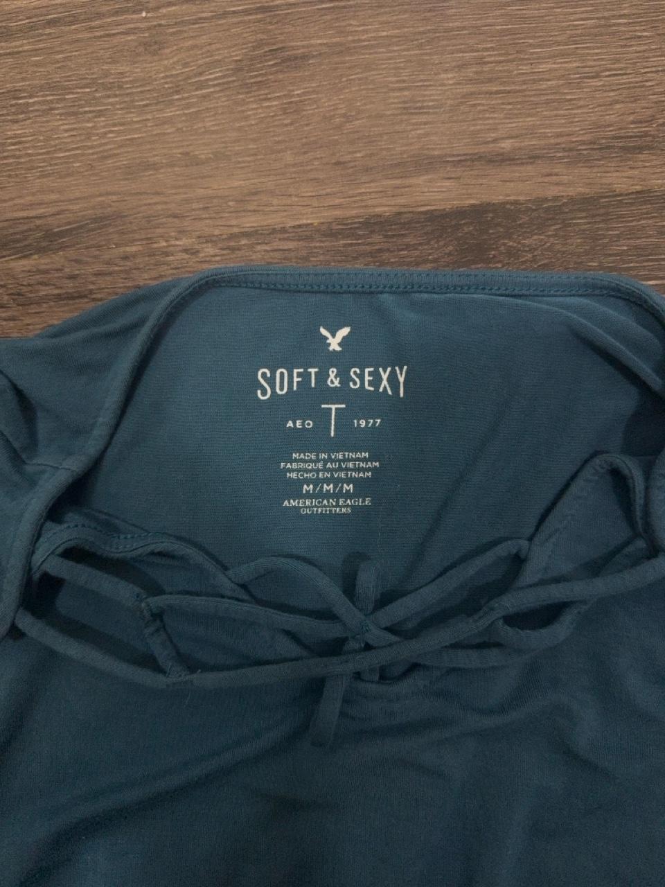 Y2K American Eagle Soft & Sexy teal long sleeve top
