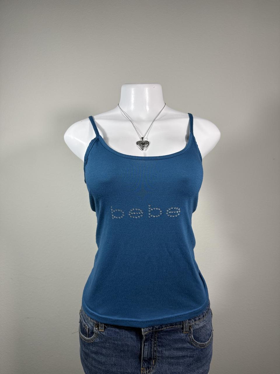 Y2K Bebe Blue Rhinestone Cami Tank Top