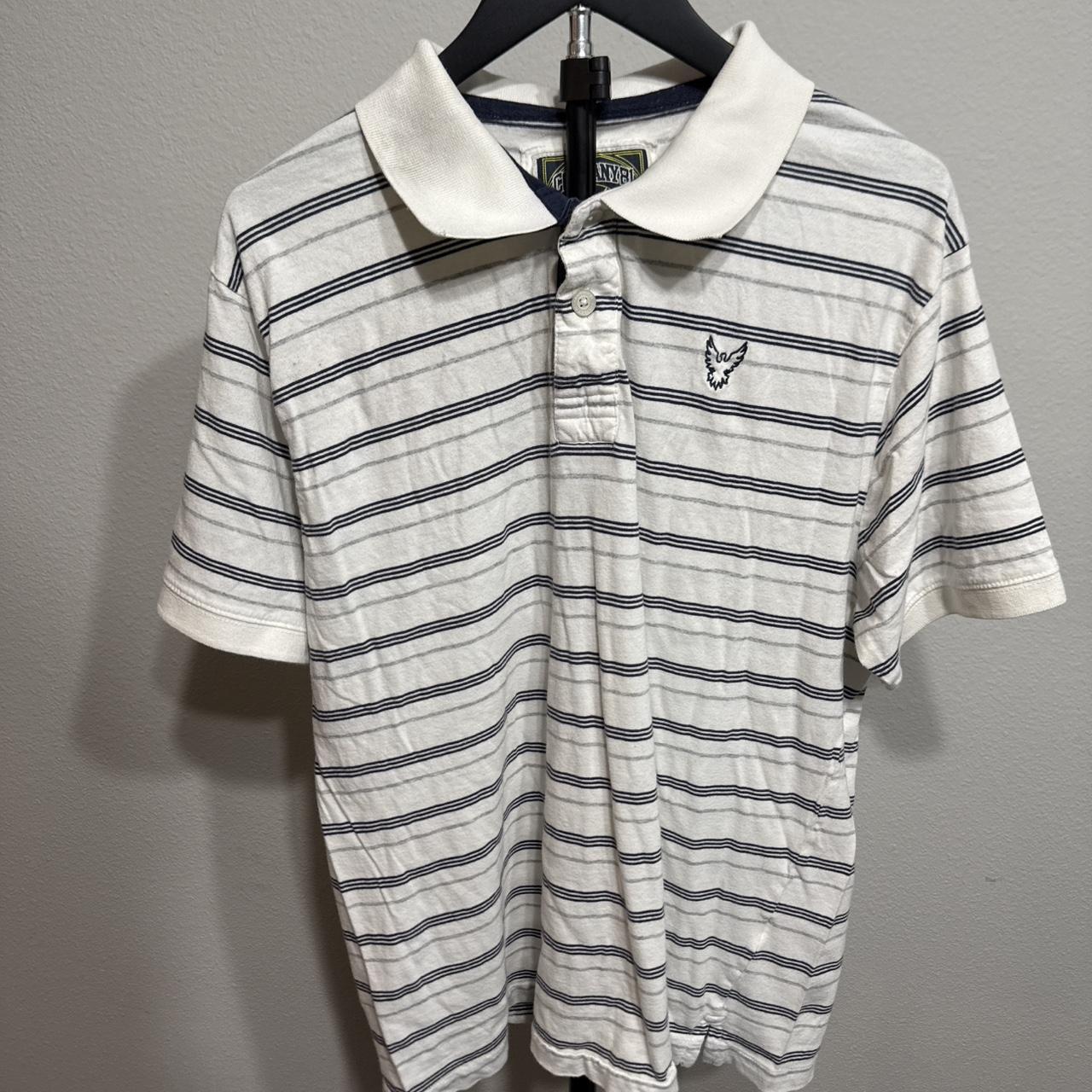 Men's White and Multi Polo-shirt
