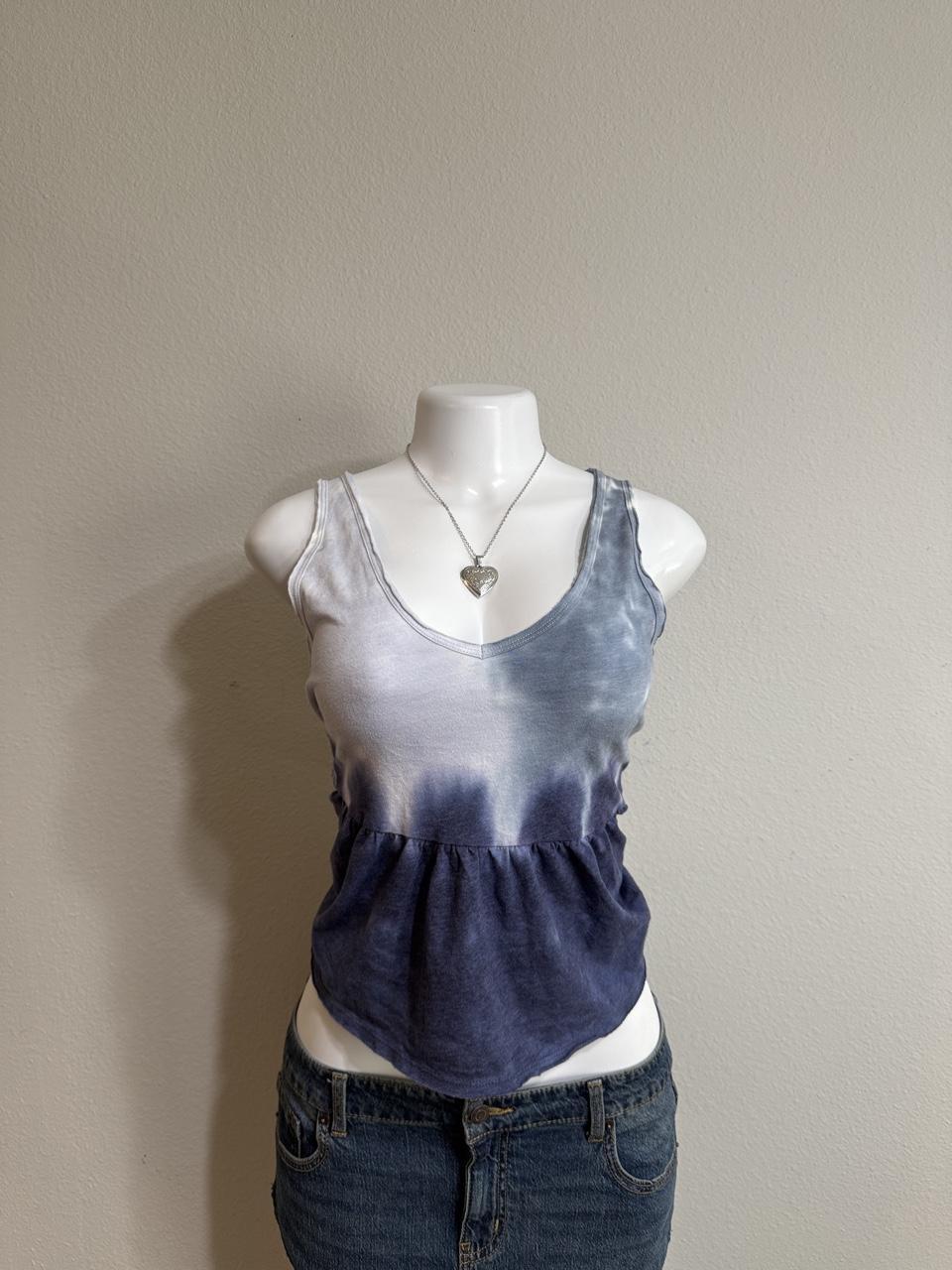 Y2K American Eagle Blue Tie-Dye Babydoll Tank 💙